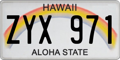 HI license plate ZYX971