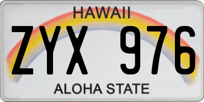 HI license plate ZYX976