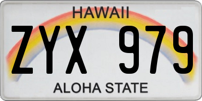 HI license plate ZYX979