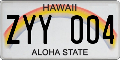 HI license plate ZYY004