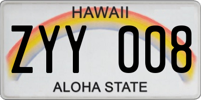 HI license plate ZYY008