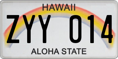 HI license plate ZYY014