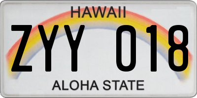 HI license plate ZYY018