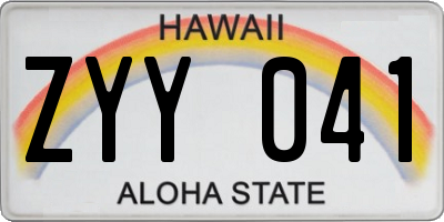 HI license plate ZYY041