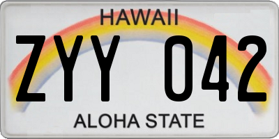 HI license plate ZYY042