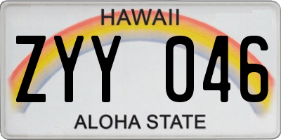 HI license plate ZYY046