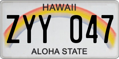 HI license plate ZYY047