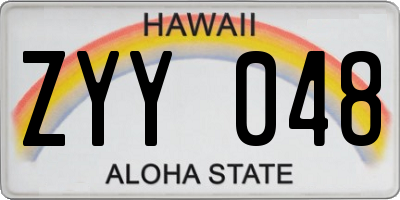 HI license plate ZYY048