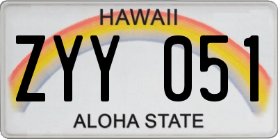 HI license plate ZYY051