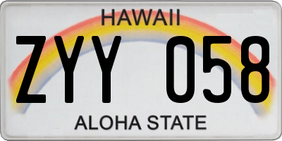 HI license plate ZYY058