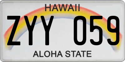 HI license plate ZYY059