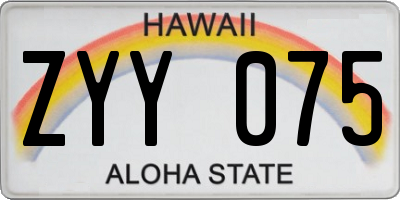 HI license plate ZYY075