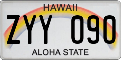HI license plate ZYY090