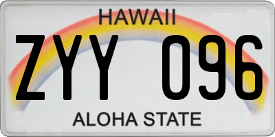 HI license plate ZYY096