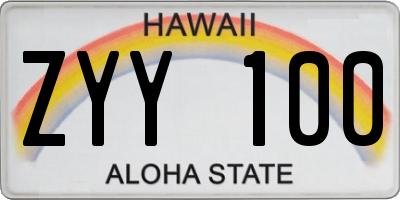 HI license plate ZYY100