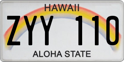 HI license plate ZYY110
