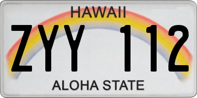 HI license plate ZYY112