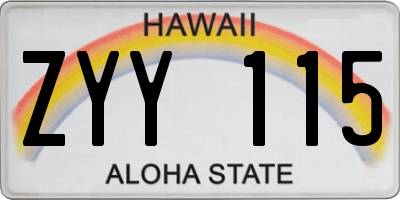 HI license plate ZYY115