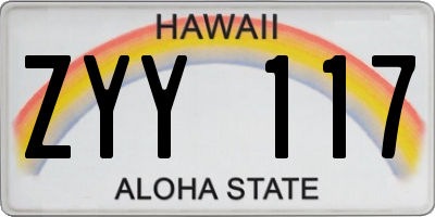 HI license plate ZYY117