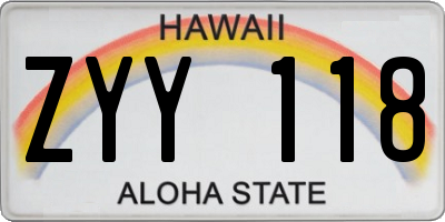 HI license plate ZYY118