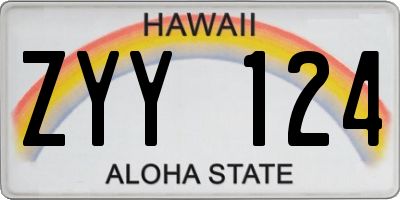 HI license plate ZYY124