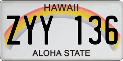 HI license plate ZYY136