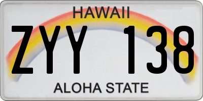 HI license plate ZYY138