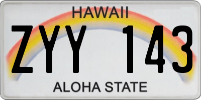 HI license plate ZYY143