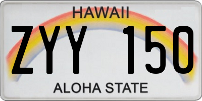 HI license plate ZYY150