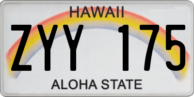 HI license plate ZYY175