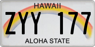 HI license plate ZYY177