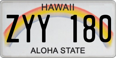HI license plate ZYY180