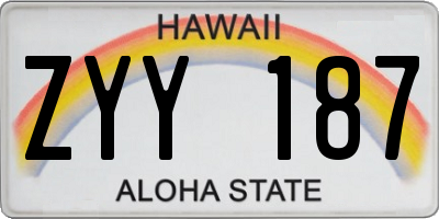 HI license plate ZYY187