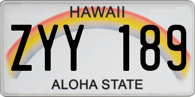 HI license plate ZYY189