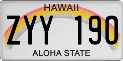 HI license plate ZYY190