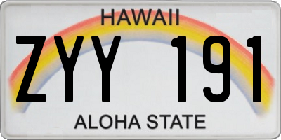 HI license plate ZYY191
