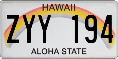 HI license plate ZYY194