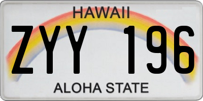 HI license plate ZYY196