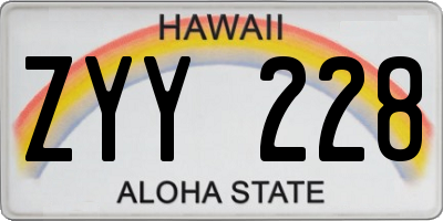 HI license plate ZYY228
