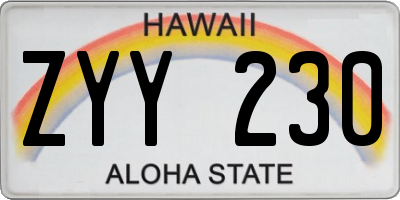 HI license plate ZYY230