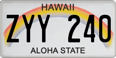HI license plate ZYY240