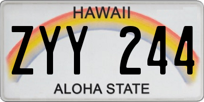 HI license plate ZYY244