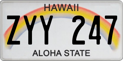 HI license plate ZYY247