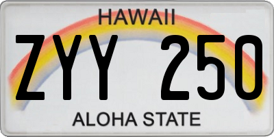 HI license plate ZYY250