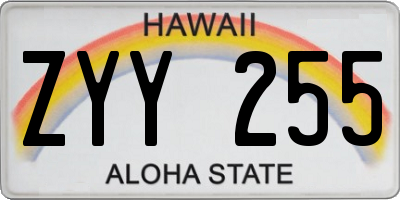 HI license plate ZYY255