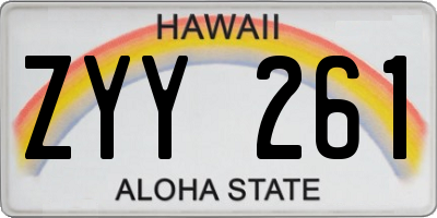 HI license plate ZYY261