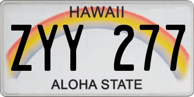 HI license plate ZYY277