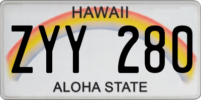HI license plate ZYY280