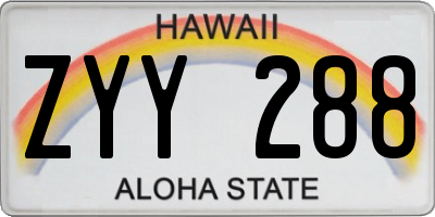 HI license plate ZYY288
