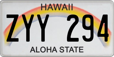 HI license plate ZYY294